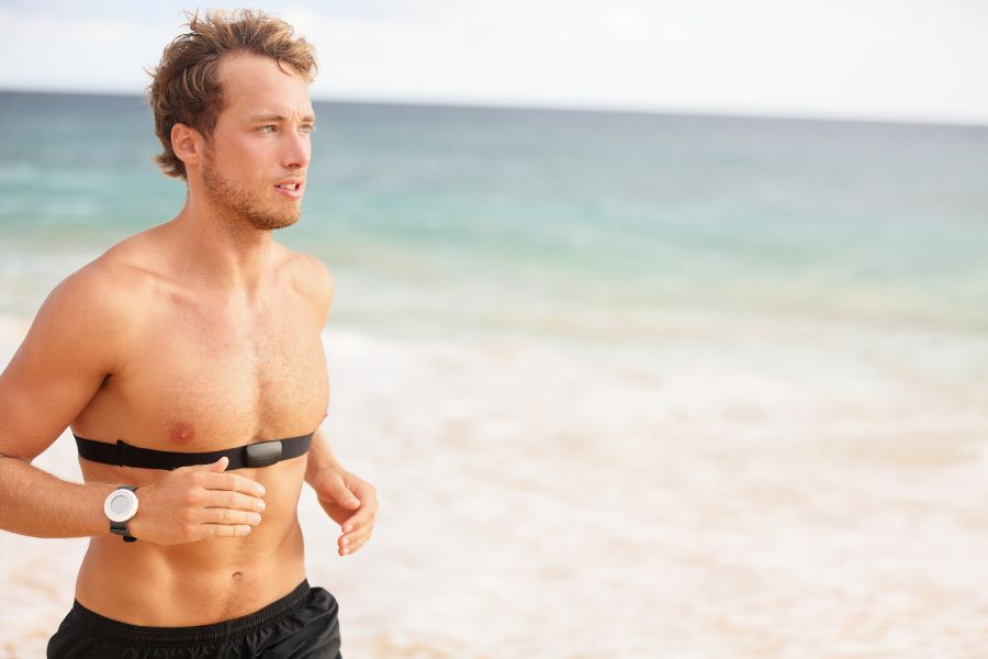 Man Running With Heart Rate Monitor