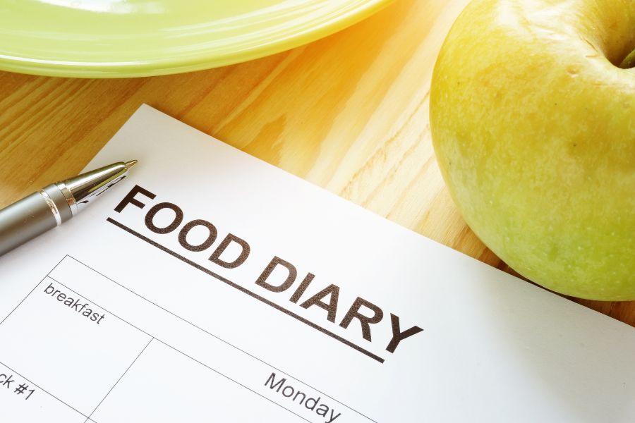 Food diary on a table