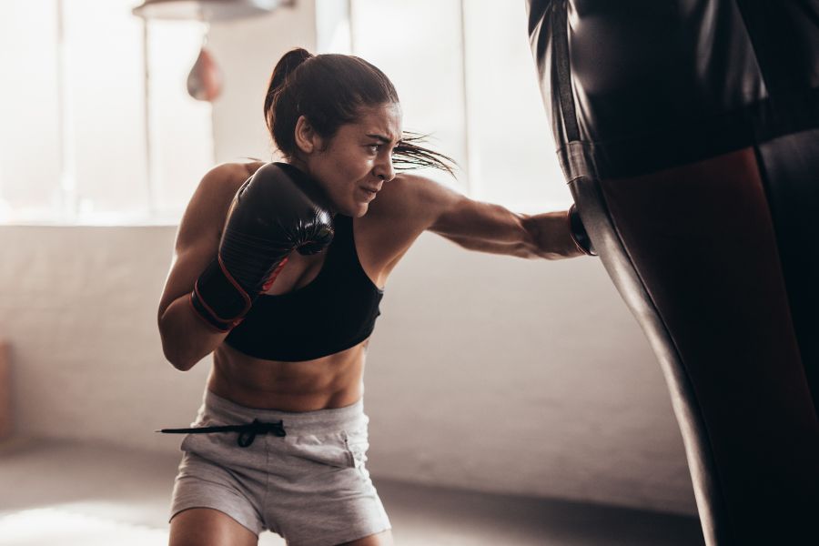 Woman in a boxing gym